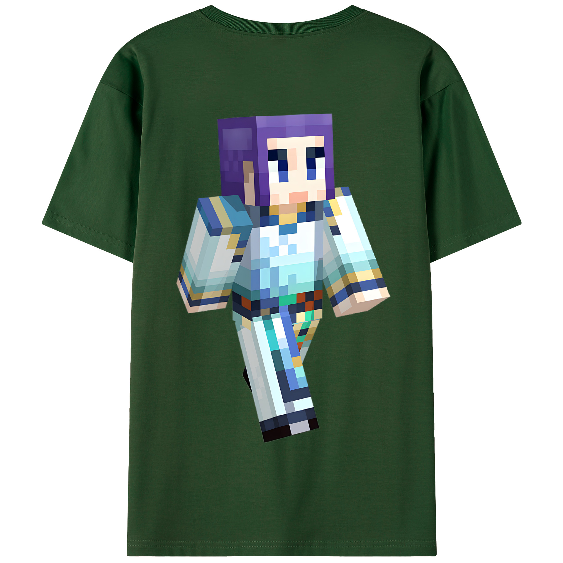 （画像用） マインクラフト ブロックの世界 Minecraft MC Block world 綿100％半袖Tシャツ（背面プリント）